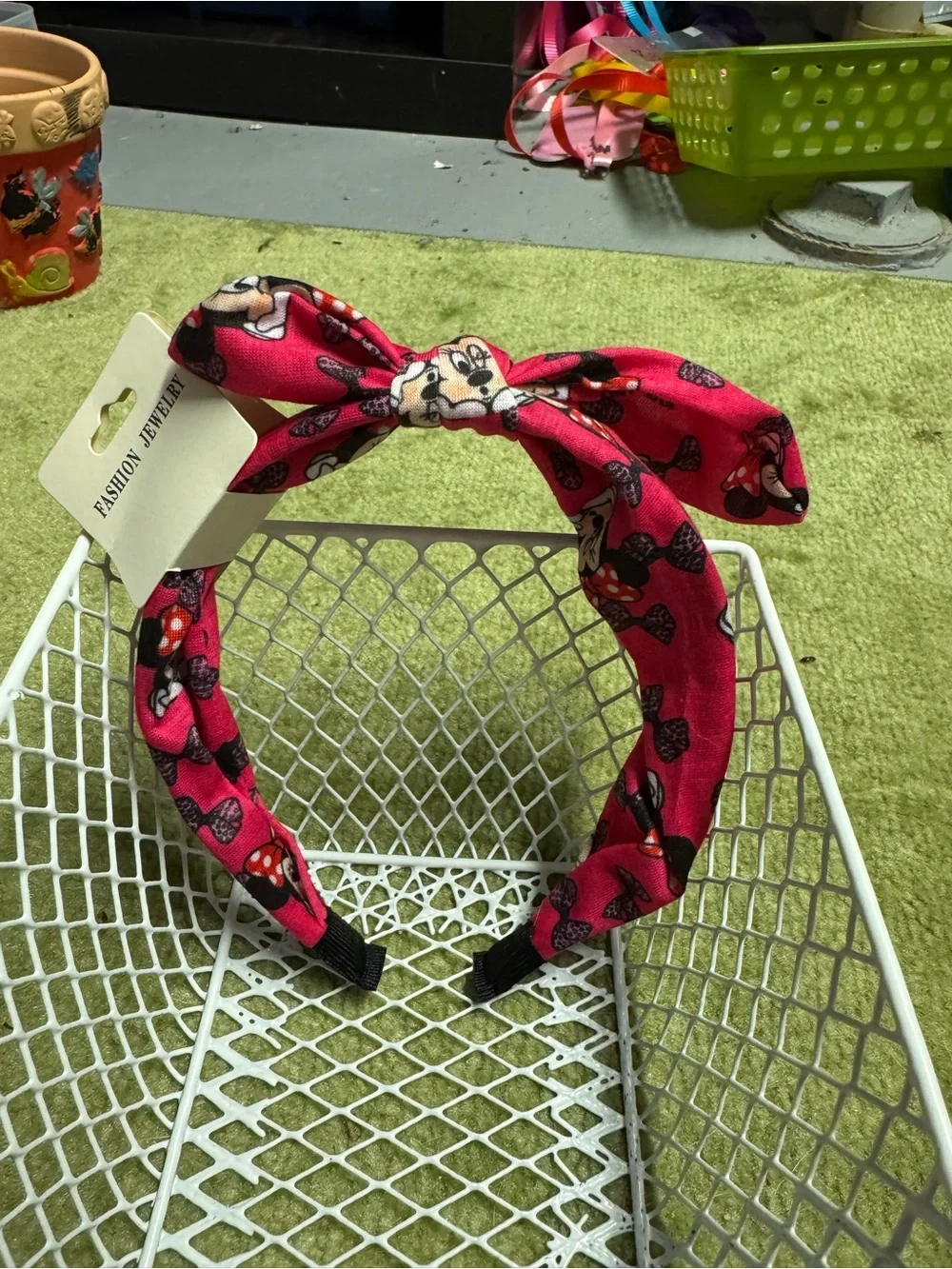 Kids Minnie Mouse Print Knot Headband - Pink, Light Pink or Red